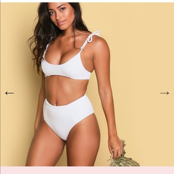 High Waisted Bikini Bottom Ribbed - Picture 1 of 3
